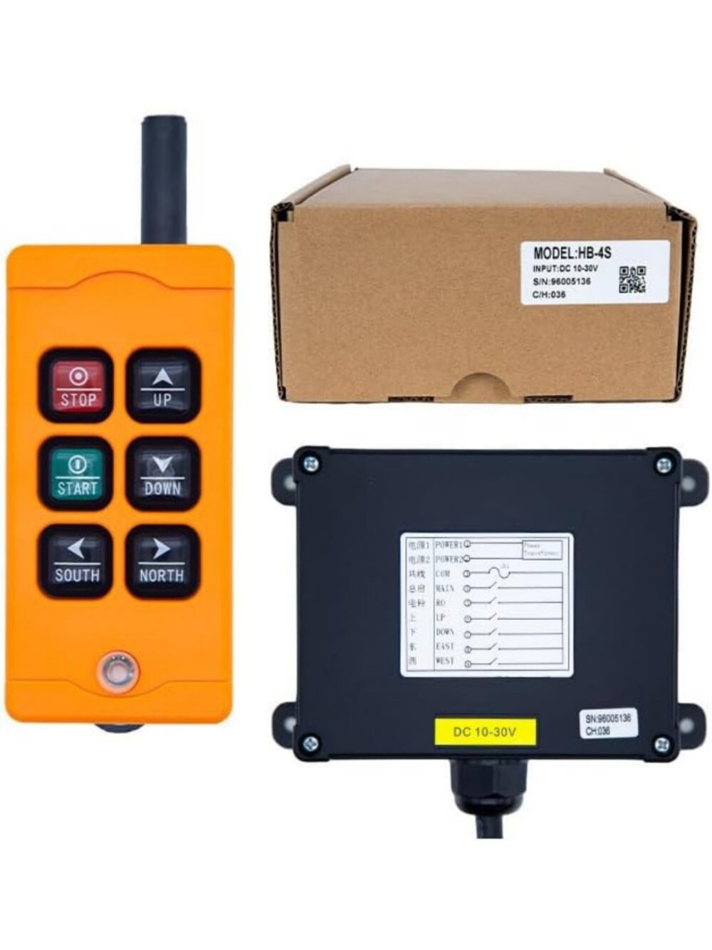 Industrial Wireless Crane Remote Control - 4 Channel Lift Hoist Radio Switch